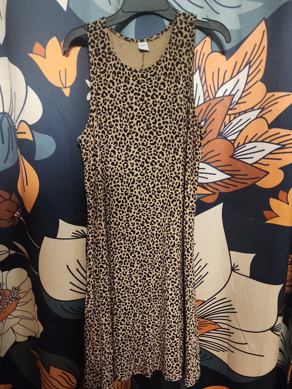 Old Navy Leopard Print Sleeveless A-Line Dress in Tan and Black